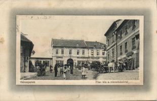 Sárospatak Piactér Krausz Lázár, Somogyi László és Dancziger József üzletével (Rb)