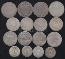 Ausztria 1925-1966 1/2Sch Ag (4x), 1Sch Ag (4x), 5Sch Ag (4x), 10Sch Ag (4x) összesen 16db! T:2,2/3,...