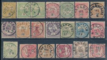 1900-1904 19 db egykörös bélyegzés Turul bélyegeken