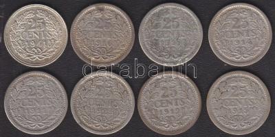 Hollandia 1911-1941 25c Ag (9x) klf évszámokkal T:2,3