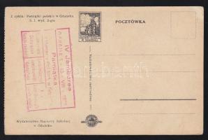 1933 Gdansk képeslap hátoldalán 3 nyelvű bélyegző emlékül Gdanski lengyel cserkésztől