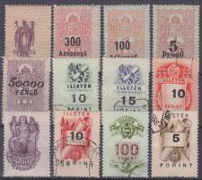 12 db illetékbélyeg eltolódott nyomatokkal