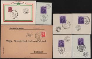 1938 MUNKÁCS VISSZATÉRT bélyegzésű futott levél Budapestre + 6 db klf visszatért bélyegzés levelezőlapon és kivágásokon