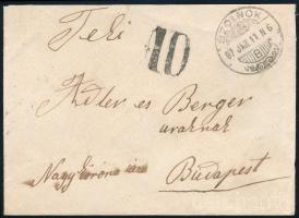 1897 Készpénz bérmentesítésű levél "10f" portóval "SZOLNOK" - "BUDAPEST-FŐPOSTA"