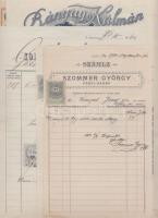 6 db klf számla díszes fejléccel, illetékbélyeggel