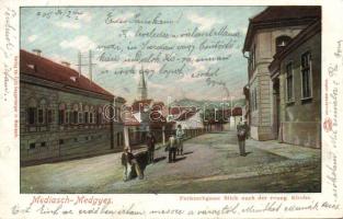 Medgyes Forkesch street with Evangelist church (EK)