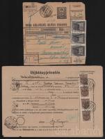 1944 Csomagszállító csendőrnek küldött csomagról JAKABSZÁLLÁS PU - Marosvásárhely 3.20P bérmentesítéssel, hozzá díjhiányjelentés 12f bérmentesítéssel