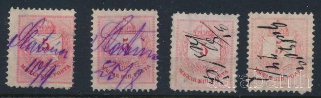 1881 4 db 5kr színesszámú bélyeg kézi dátummal