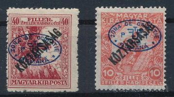 Debrecen I. 1919 Hadisegély/Köztársaság 40f + 10f Bodor vizsgálójellel