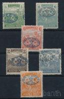 Debrecen I. 1919 6 db Magyar Posta bélyeg, Bodor vizsgálójellel, 5f, 10f falcos / hinged