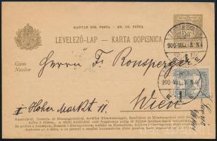 1900 Díjkiegészített díjjegyes levelezőlap Bécsbe