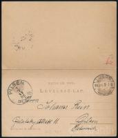 1898 2kr díjjegyes válaszos levelezőlap / 2kr PS-reply card "LUGOS" - "PILSEN"