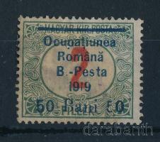 Román megszállás Budapesten 1919 Pirosszámú portó 2f B.-Pesta felülnyomással, Bodor vizsgálójellel