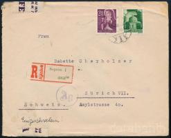 1944 Cenzúrázott ajánlott levél Zürichbe / Censored registered cover to Zürich