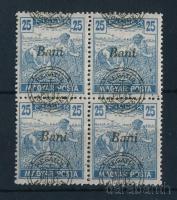 Nagyvárad 1919 Magyar Posta 25f 4-es tömb eltolódott felülnyomással, Bodor vizsgálójellel
