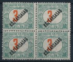 1919 Köztársaság portó 3f négyestömb balra csúszott értékszámokkal