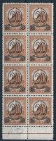 1931 Kisegítő bélyegek (I.) 20/25f ívszéli 8-as tömb 504 B