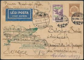 1931 Zeppelin magyarország - németorszégi útja levelezőlap Friedrichshafenbe / Zeppelin flight postcard from Hungary to Friedrichshafen
