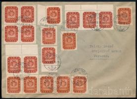 1946 (19. díjszabás) Távolsági levél 19 db bélyeggel / Domestic cover with 19 stamps "NÉMETBOLY" - Versend