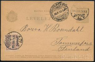 1900 Díjkiegészített díjjegyes levelezőlap Finnországba