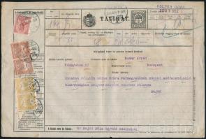 1916 Távirat Turul 2 x 2f, 2 x 20f és 1K bérmentesítéssel / Telegram with 1,44K franking