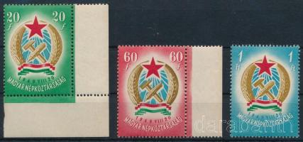 1949 Alkotmány sor makkos vízjellel / Mi 1053-1055 Ya with factory watermark