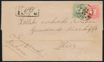 1887 3kr + 5kr ajánlott levélen