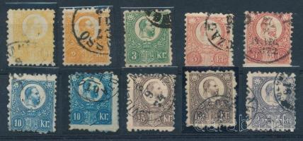 1871 Réznyomat sor, hibátlan bélyegek színváltozatokkal, 10 db (54.700)