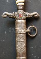 1931 Magyar kir. Folyamőr tiszti tőr maratott pengével "Elek László főhajó hadnagy úrnak 1931&q...