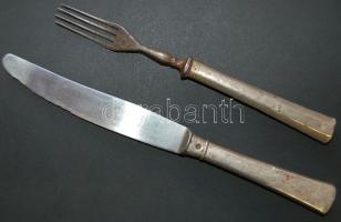 Vegyes századeleji ezüst (Ag) evőeszköz tétel 4db nagy, 4db kiskanállal, 1db késsel és villával / 50...