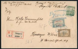 1918 Expressz ajánlott levél Repülő Posta 1K 50f bélyeggel "BUDAPEST" - "WIEN" (min. 25.000)