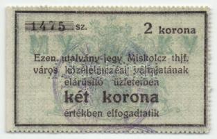 Miskolc 1916. 2K "MISKOLCZ" fordított perforációval! T:I