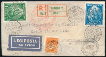 1935 Légi levél Nagy Madonna 1P és 5P bélyeggel BUDAPEST BUENOS AIRES