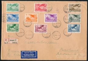 1936 Ajánlott légiposta levél Repülő (III.) teljes sorral "BUDAPEST" - "INNSBRUCK"