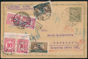 1928 Levelezőlap Szlovéniából 6 db portó bélyeggel