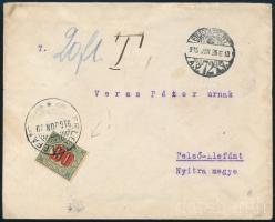 1915 Levél 20f portóval "FELSŐ-ELEFÁNT"
