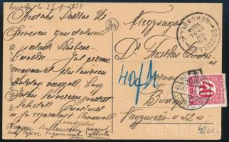 1934 Levelezőlap Brüsszelből Budapestre 40f portóval / Postcard from Brussels to Budapest with 40f postage due