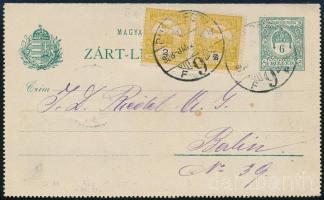 1908 Díjjegyes zárt levelezőlap 2 x 2f kiegészítéssel Berlinbe