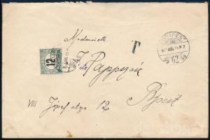 1912 Budapest helyi levél 12f portóval / Local cover with 12f postage due