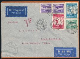 1935 Légi levél 5 db Repülő bélyeggel Indiába