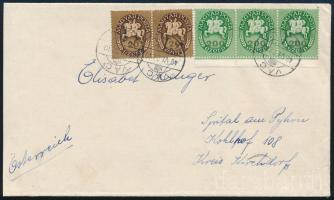 1946 (12. díjszabás) Ausztriába küldött levél 5 db Lovasfutár bélyeggel Vácról, a bélyegzőben a hónap tévesen beállítva! / Cover to Austria, wrong month in the postmark