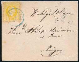 1867 Távolsági levél 2kr bérmentesítéssel / Domestic cover with 2kr, kék / blue "RESCHITZA" - "LUGOS"