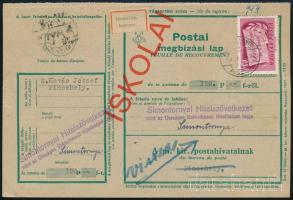 1942 Postai megbízási lap iskolai célra / Postal mandate