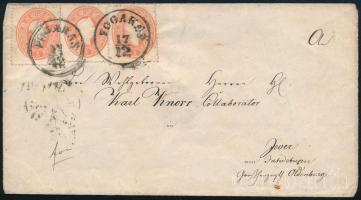 1861 Külföldre küldött levél 3 x 5kr bérmentesítve / Cover with 3 x 5kr franking "FOGARAS" - "(OLDEN)BURG"