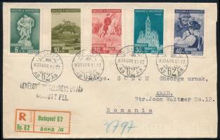 1939 Ajánlott levél Magyar a magyarért sorral bérmentesítve Aradra küldve / Registered cover to Arad