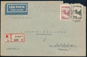 1933 Ajánlott légiposta levél Repülő 50f + 72f bérmentesítéssel Aradra küldve / Airmail registered cover with 122f franking to Arad