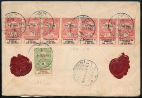 1914 Expressz ajánlott levél Hadisegély 7 x 10f + 5f bérmentesítve Székesfehérvárra küldve / Express registered cover with 75f franking to Székesfehérvár