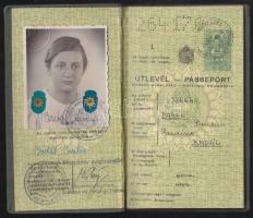 1939-ben kiállított útlevél okmánybélyegekkel, vízumokkal