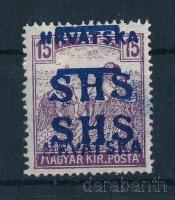 Megszállás SHS 1918 Arató 15f kettős és eltolódott felülnyomással Bodor vizsgálójellel