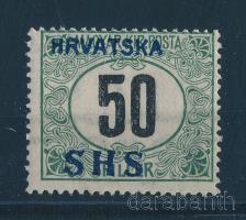 SHS 1918 Portó 50f VIIa vízjellel 34Y, elcsúszott felülnyomással, luxus darab, Bodor vizsgálójellel, Zrinjscak tanúsítvánnyal (80.000)